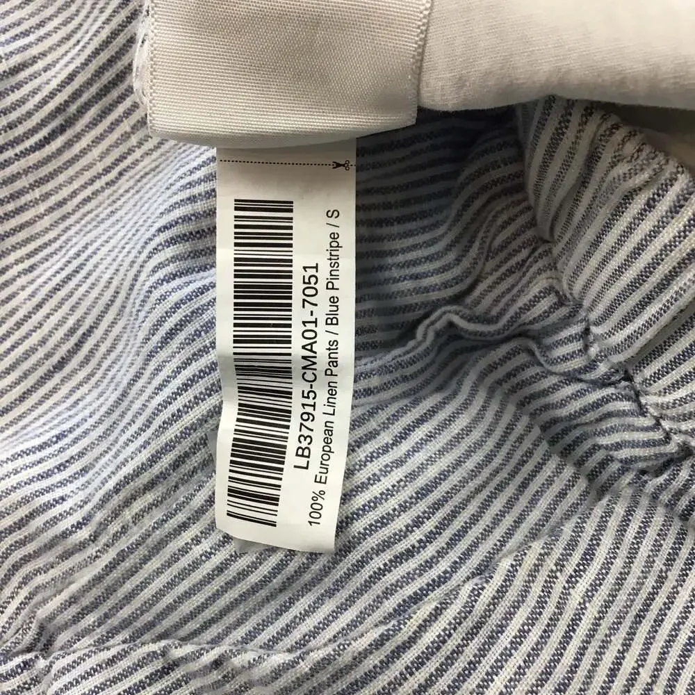 Quince European Linen Tapered Ankle Pants Blue Pinstripe Size Small Chic